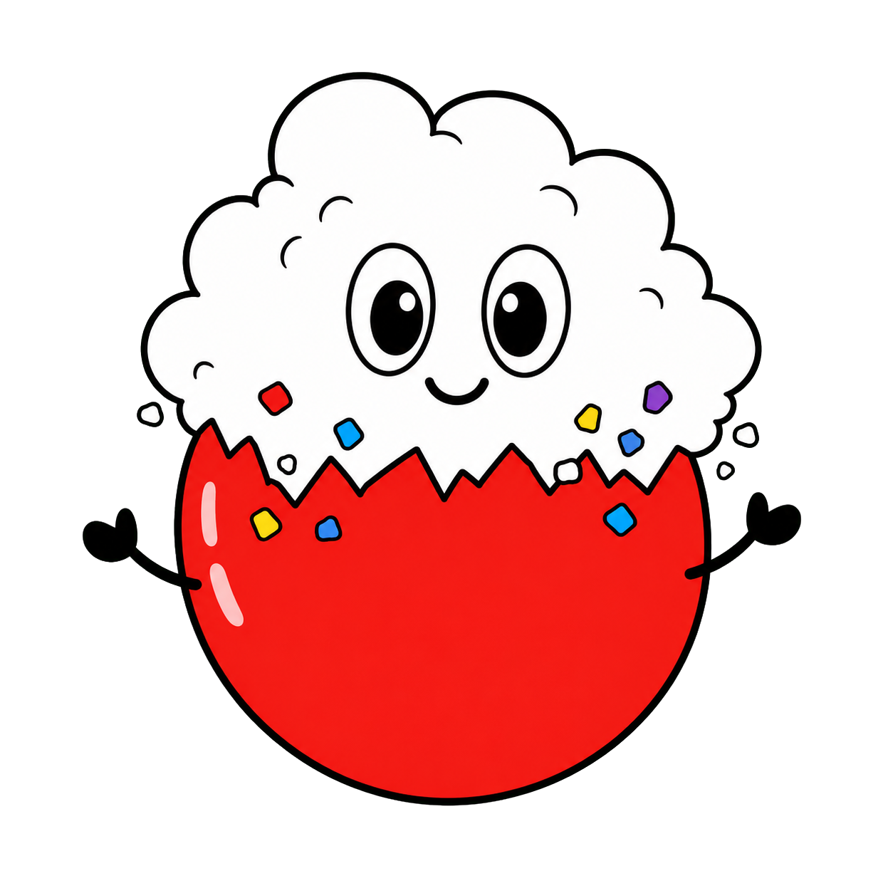 JP's cheerful freeze-dried candy mascot