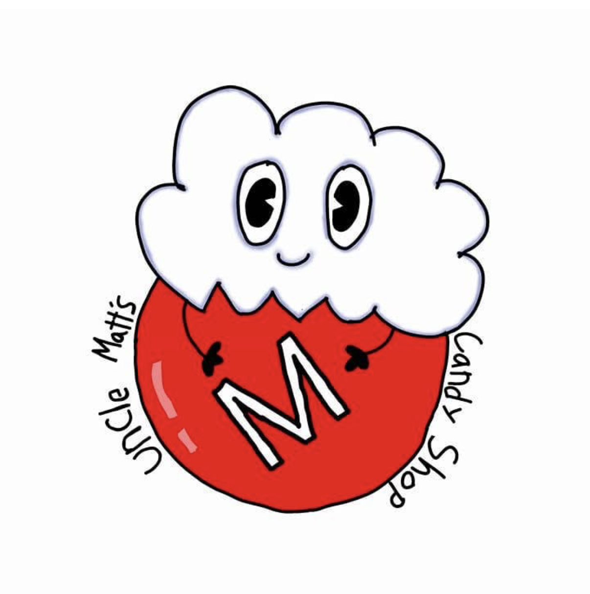 The original hand-drawn Uncle Matt's Candy Shop logo